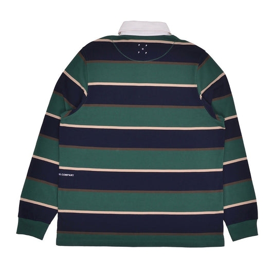Pop Trading Company Striped Rugby Polo Pine Grove