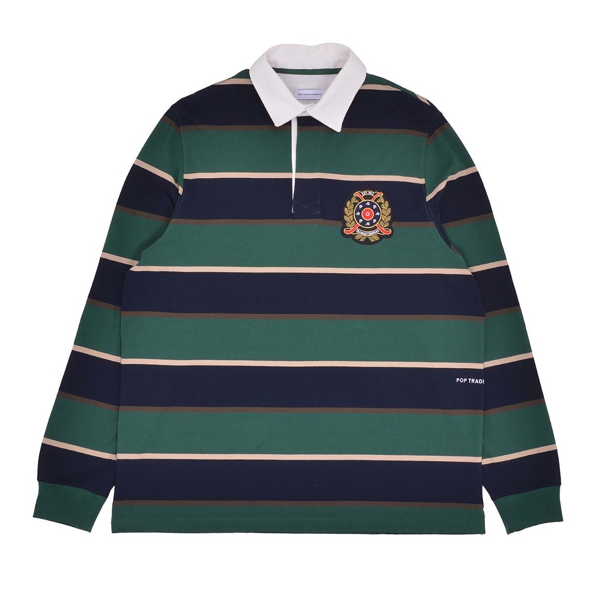 Pop Trading Company - Striped Rugby Polo - PINE GROVE / Grøn - Polos