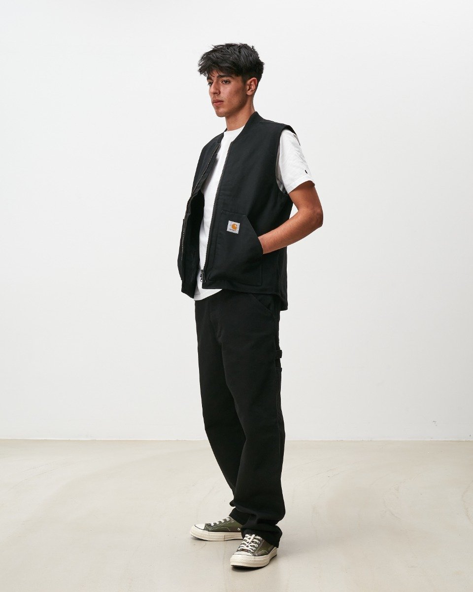 Carhartt WIP - Single Knee Pant Dearborn - BLACK RINSED / Sort - Bukser