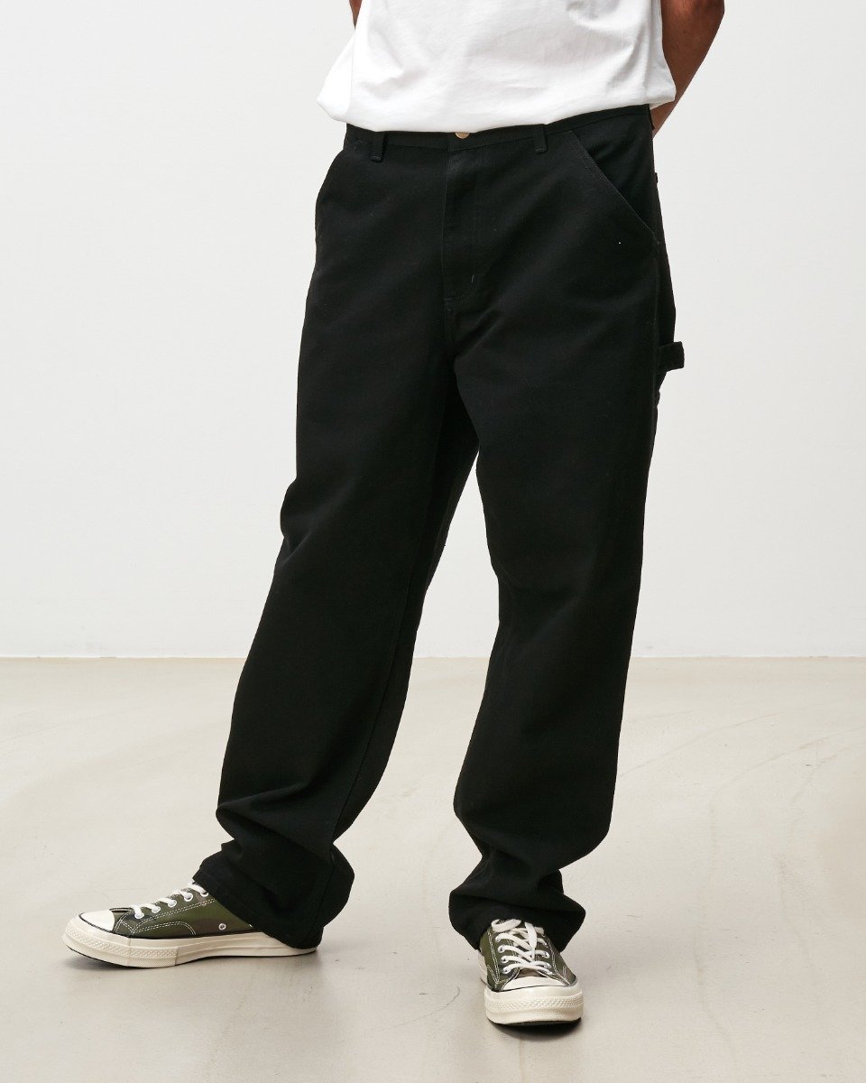 Carhartt WIP - Single Knee Pant Dearborn - BLACK RINSED / Sort - Bukser