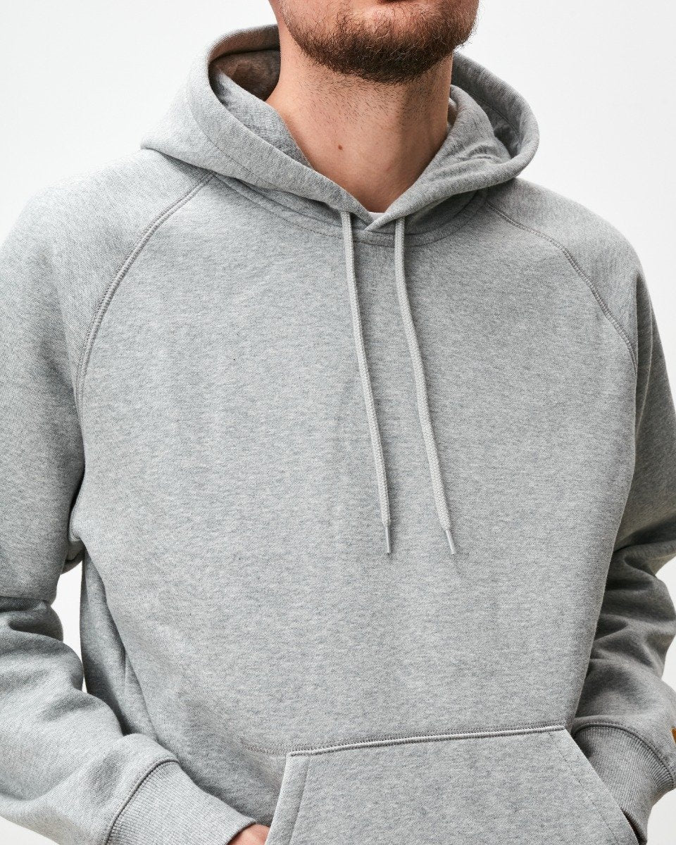 Carhartt WIP - Hooded Chase Sweat - GREY HEATHER / GOLD / Grå - Sweatshirts
