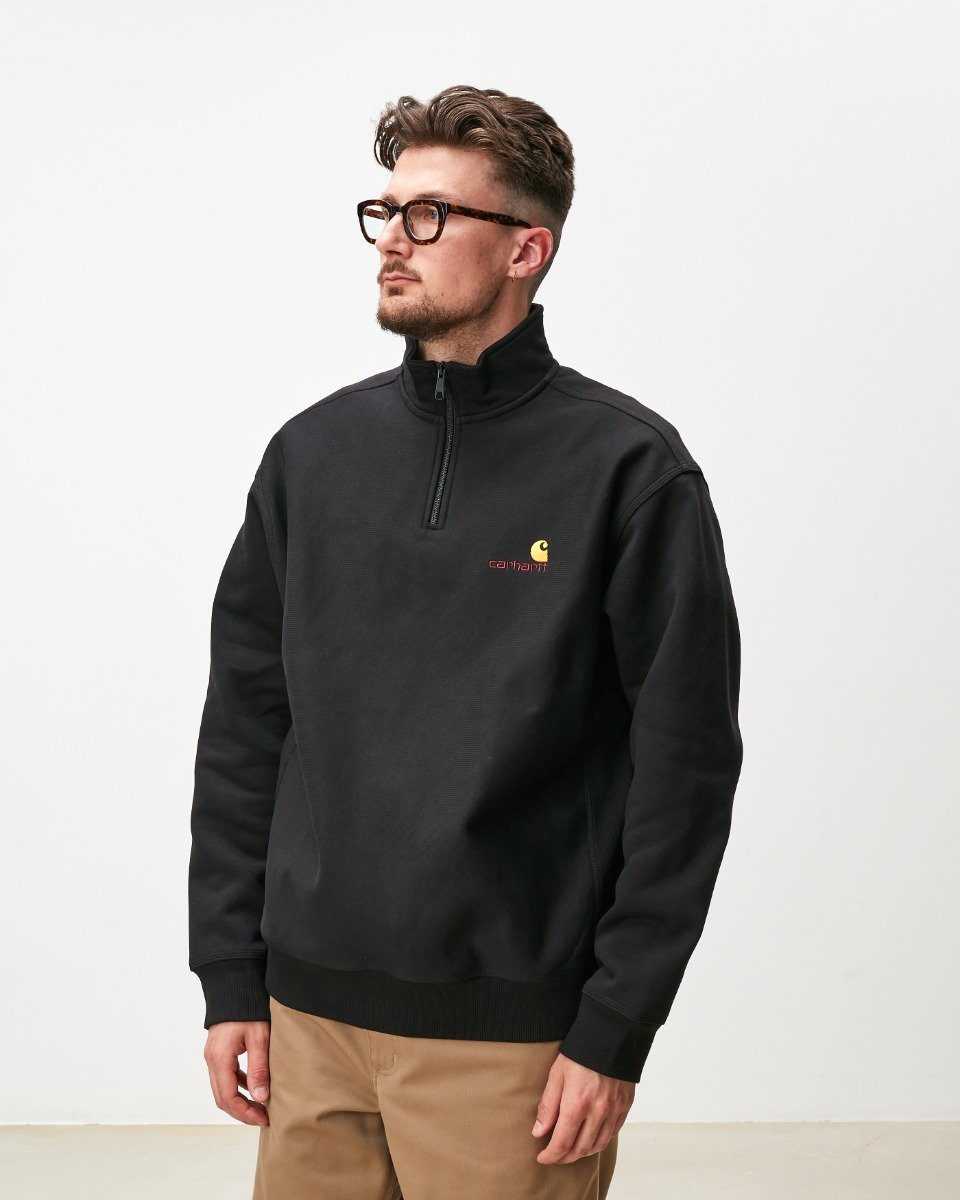 Half Zip American Script Sweat Black