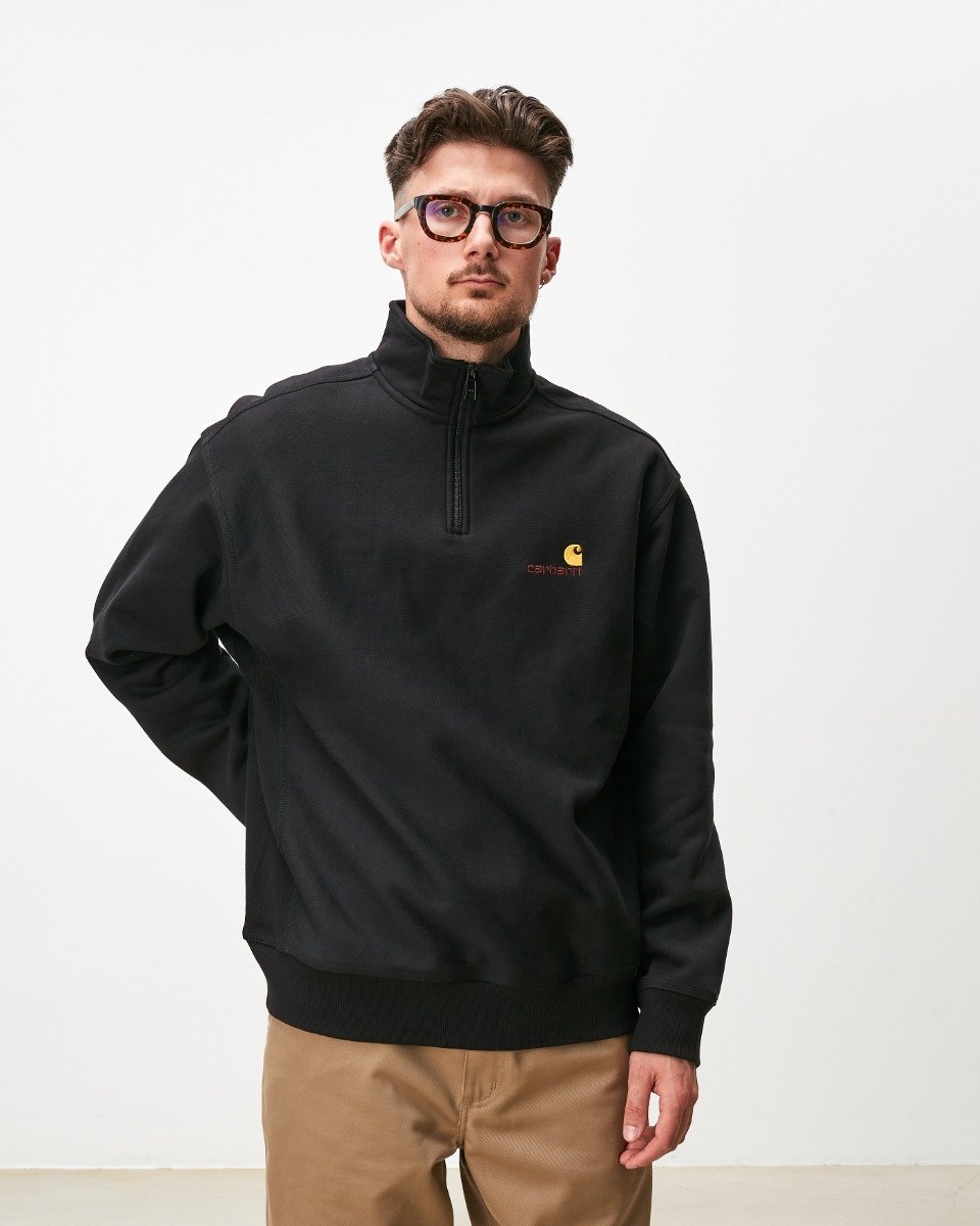 Half Zip American Script Sweat Black