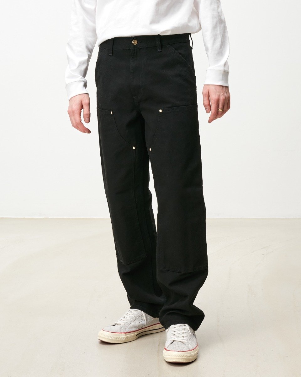 Carhartt WIP - Double Knee Pant Dearborn - BLACK RINSED / Sort - Bukser