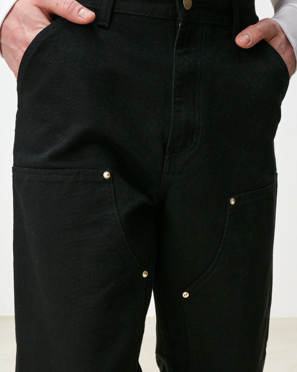 Carhartt WIP - Double Knee Pant Dearborn - BLACK RINSED / Sort - Bukser