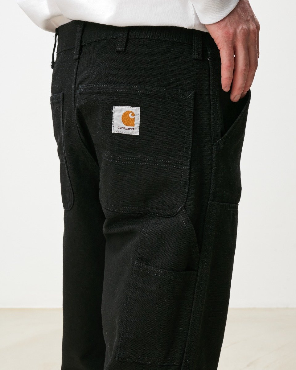 Carhartt WIP - Double Knee Pant Dearborn - BLACK RINSED / Sort - Bukser