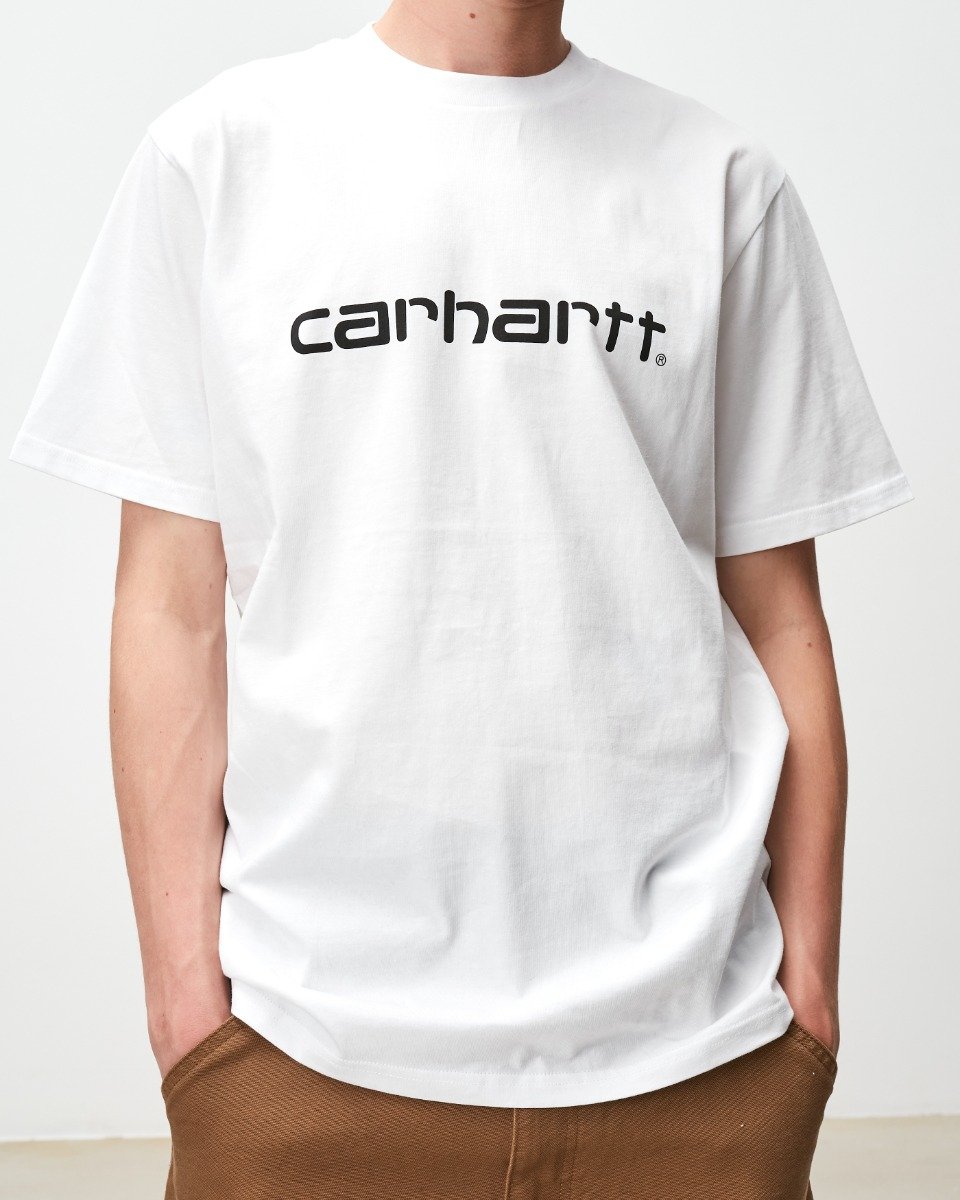 Carhartt WIP - S/S Script T-Shirt - WHITE / BLACK / Hvid - T-Shirts