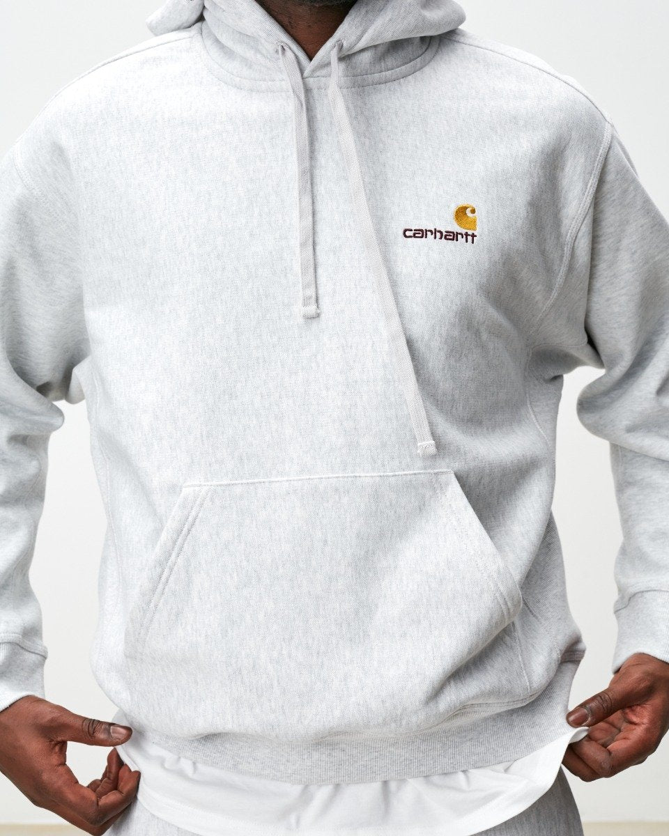 Carhartt WIP - Hooded American Script Sweat - ASH HEATHER / Grå - Sweatshirts