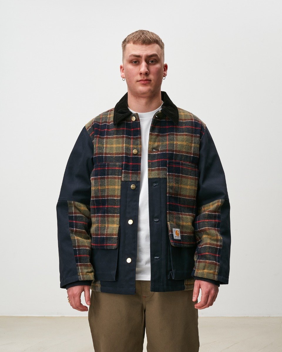 Highland Jacket Dark Navy / Barron Check, Seaweed