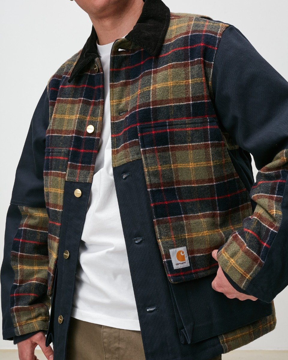 Highland Jacket Dark Navy / Barron Check, Seaweed