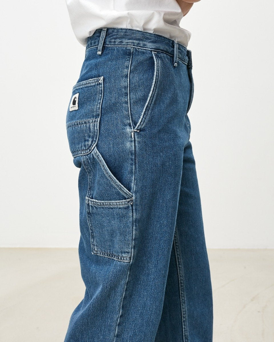 Carhartt WIP - W' Pierce Pant Straight Maverick - BLUE STONE WASHED / Blå - Bukser