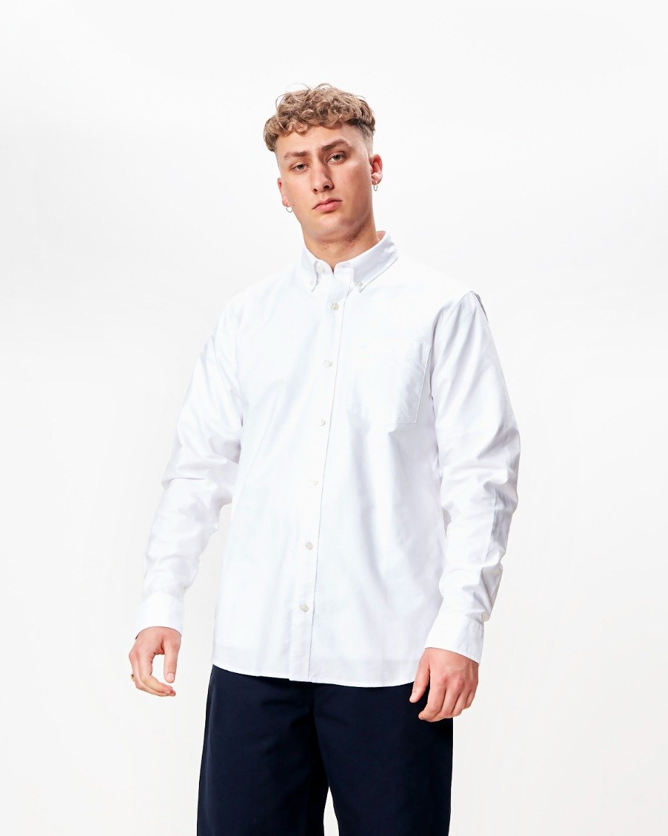 Carhartt WIP - L/S C-Logo Shirt - WHITE / WHITE / Hvid - Skjorter
