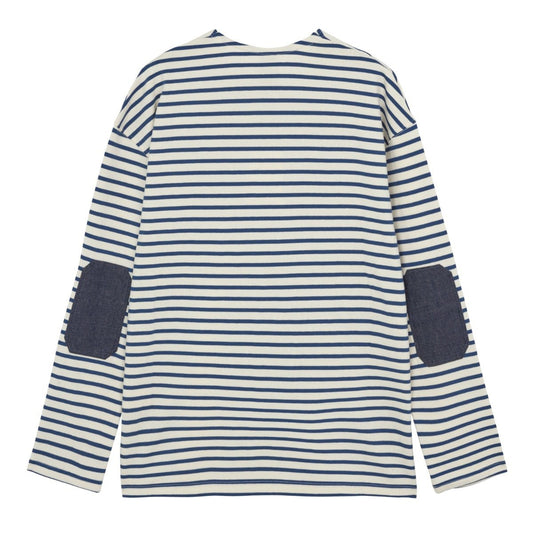 FrizmWORKS Patch Stripe Boat Neck 003 Ivory