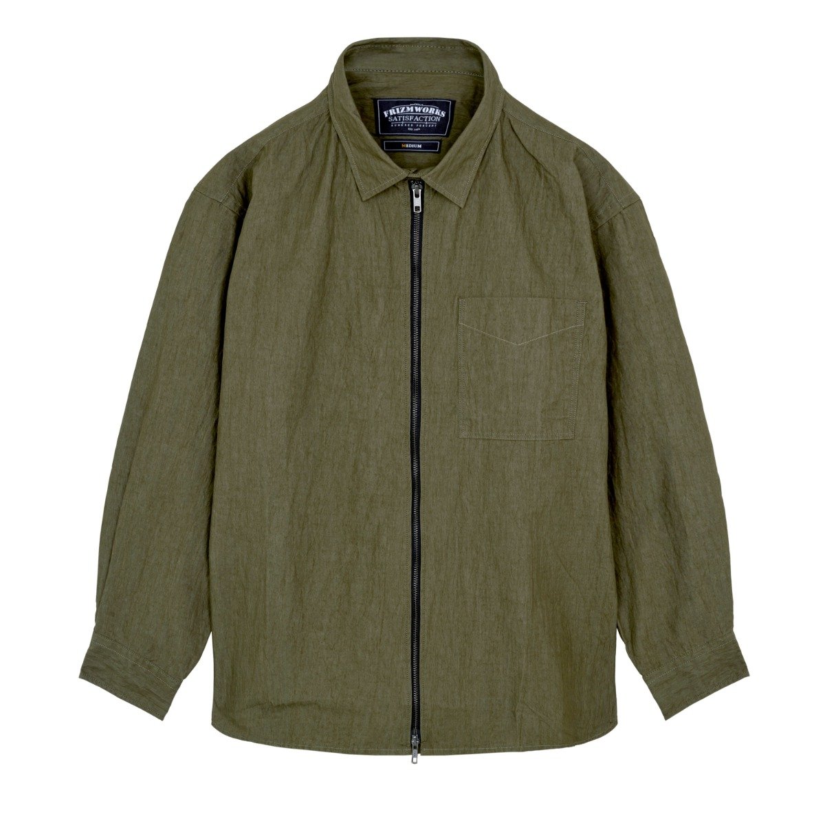 Frizmworks - Chin Strap Full Zip Shirt - OLIVE / Grøn - Skjorter
