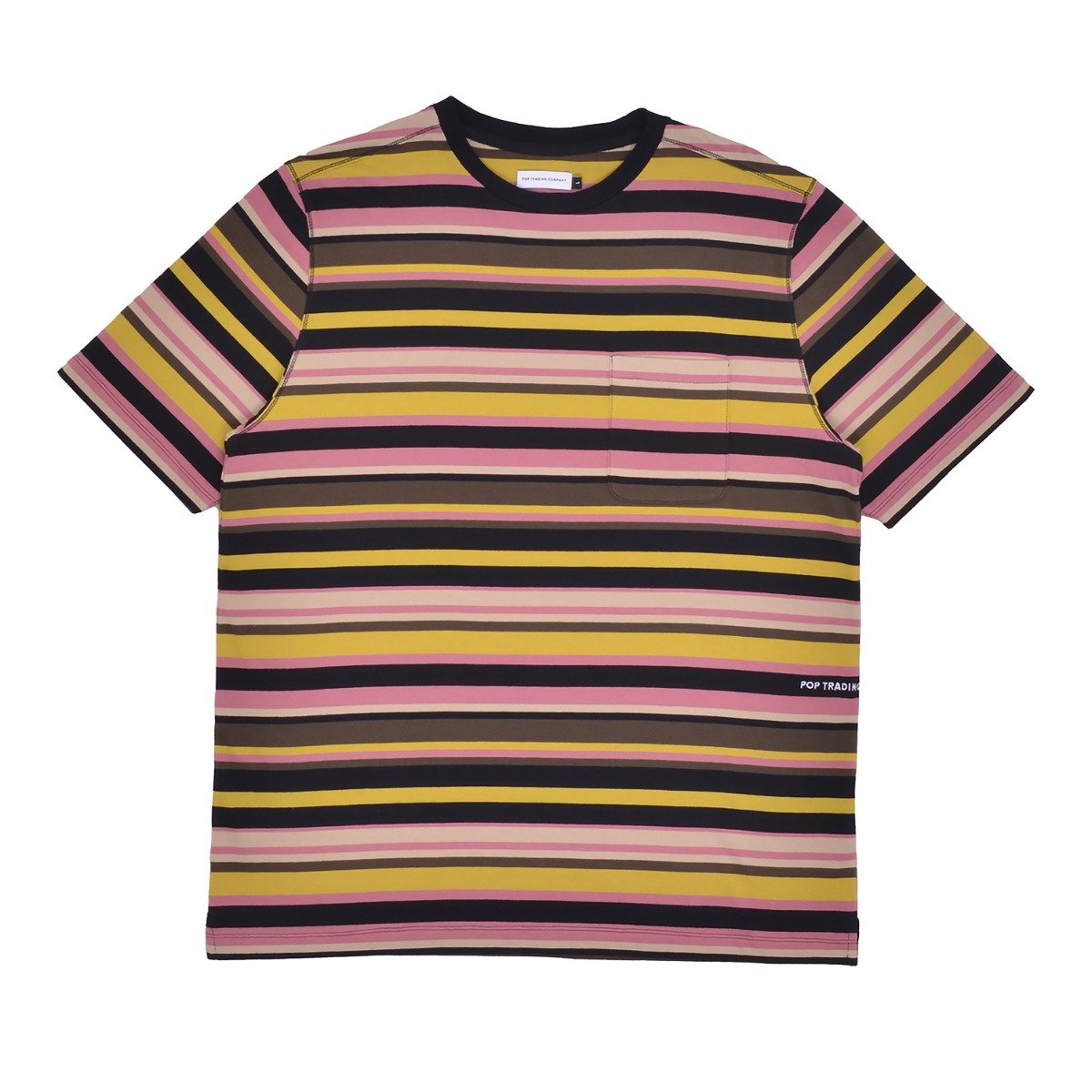 Pop Trading Company - Striped Pocket T-Shirt - BLACK / MULTI / Sort||Striber||Rød - T-Shirts