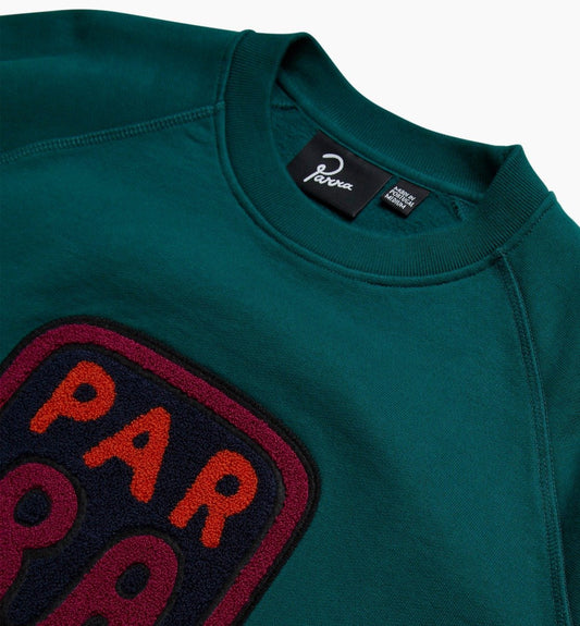 Parra Fast Food Logo Crew Neck Sweat Deep Sea Green