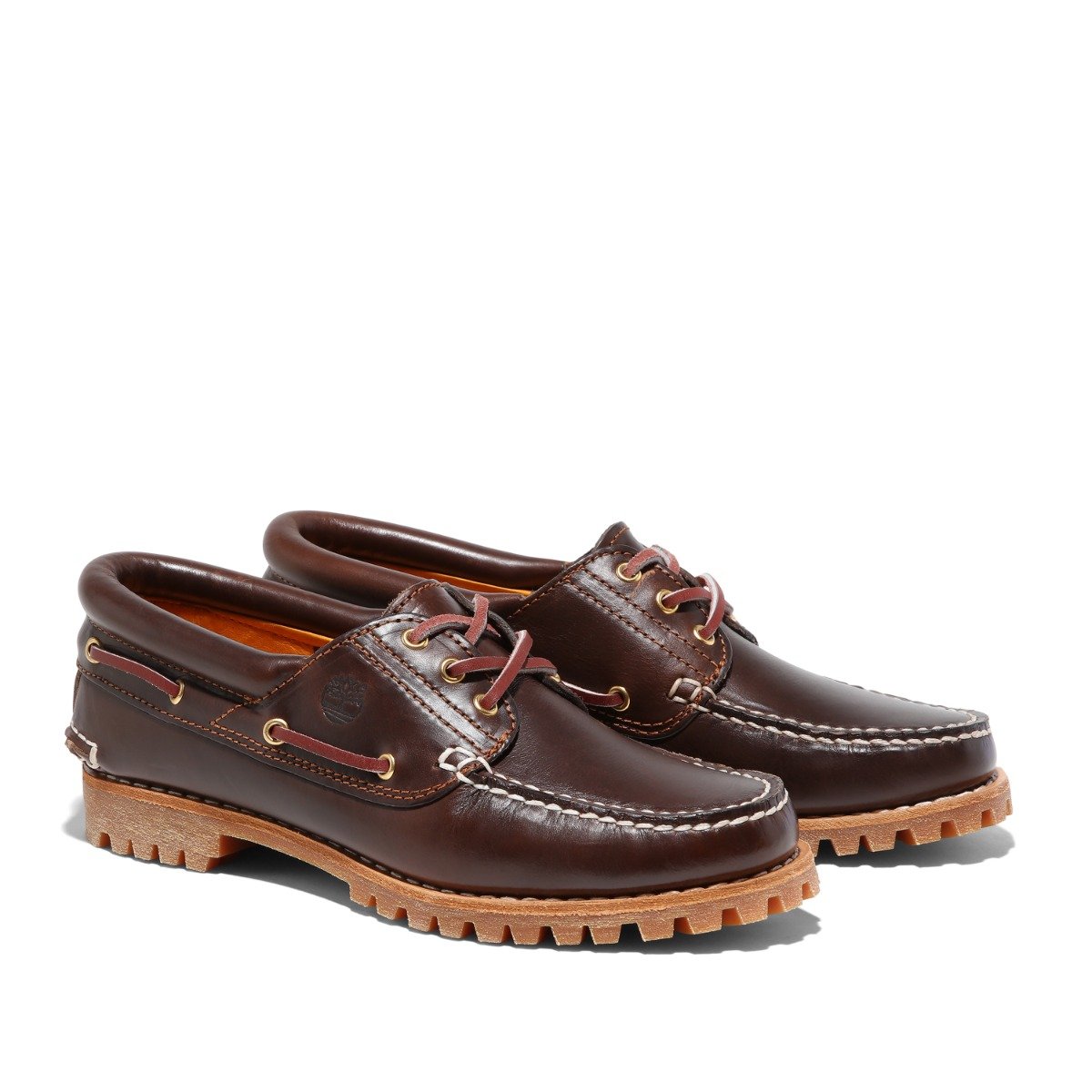 Timberland Noreen 3-Eye Lug Handsewn Boat Shoe Medium Brown Full-Grain