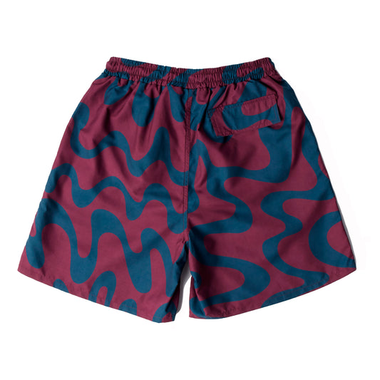 By Parra - Splashed Swim Shorts - BURGUNDY / Rød||Multi - Shorts