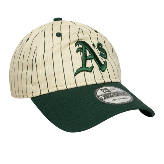 New Era - Oakland Athletics MLB Pinstripe Dark Green 9TWENTY Adjustable Cap - DARK GREEN / Grøn||Hvid - Accessories