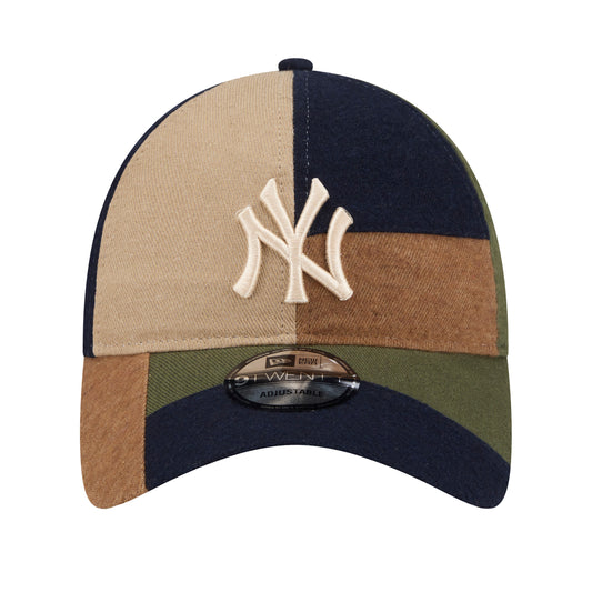New York Yankees MLB Patchwork Open Brown 9TWENTY Adjustable Cap.