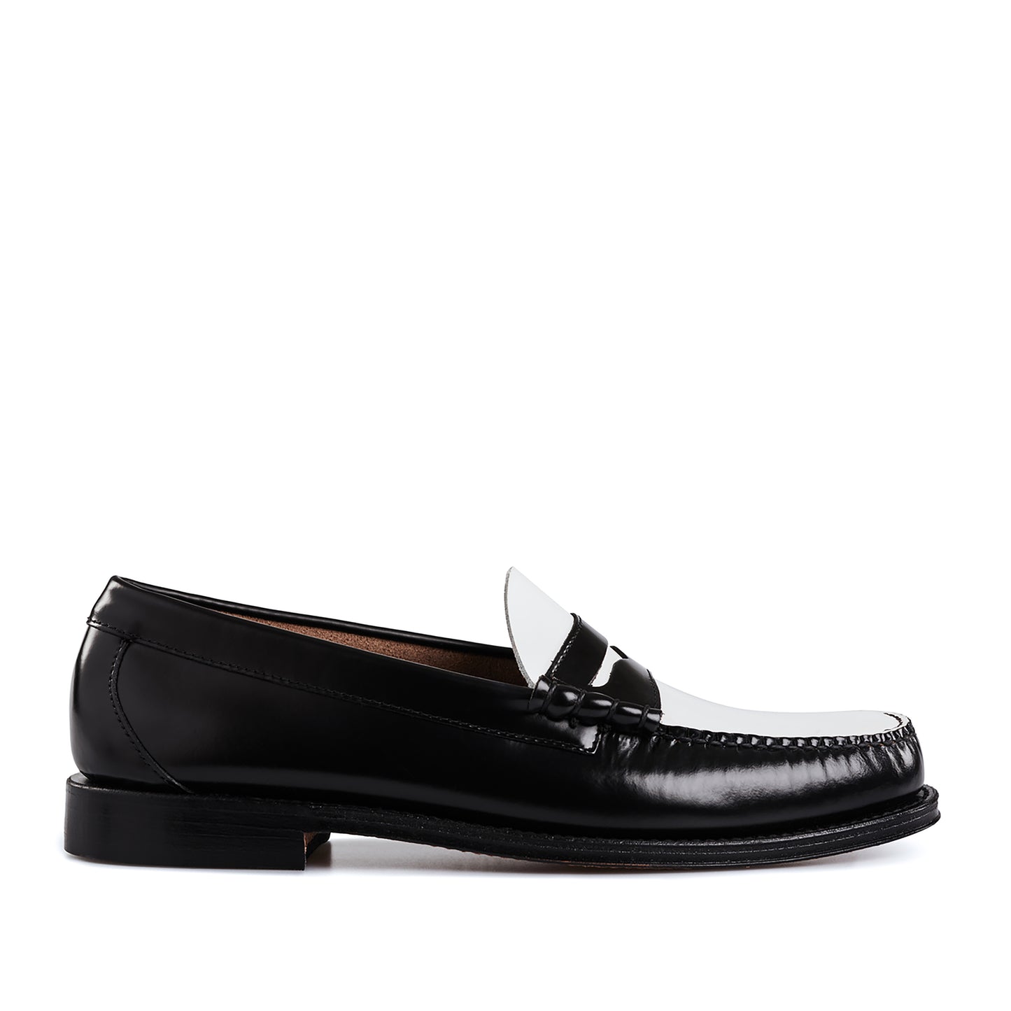 G.H. Bass - Weejun Heritage Larson Moc - BLACK / WHITE LTHR / Sort||Hvid - Sko