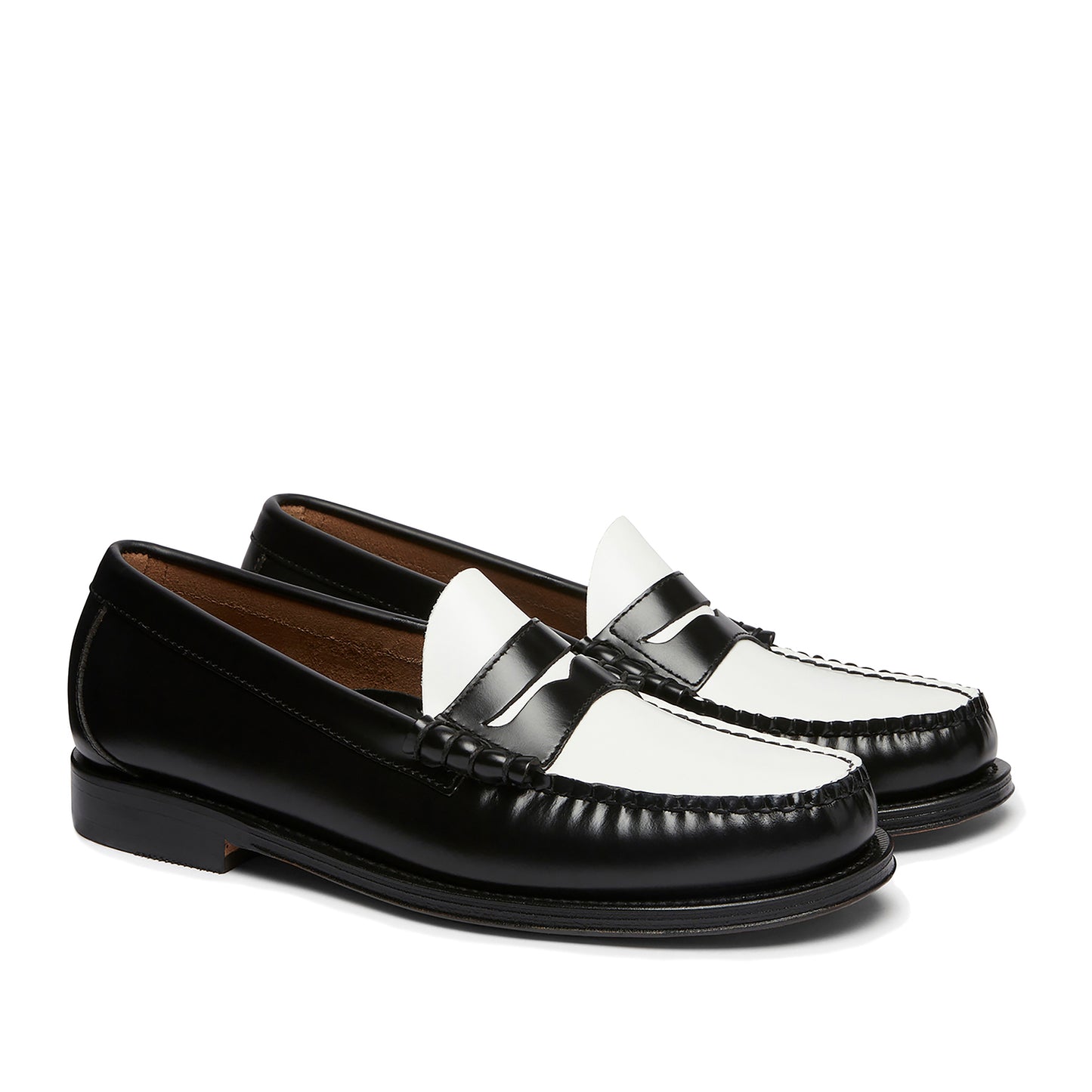 G.H. Bass - Weejun Heritage Larson Moc - BLACK / WHITE LTHR / Sort||Hvid - Sko