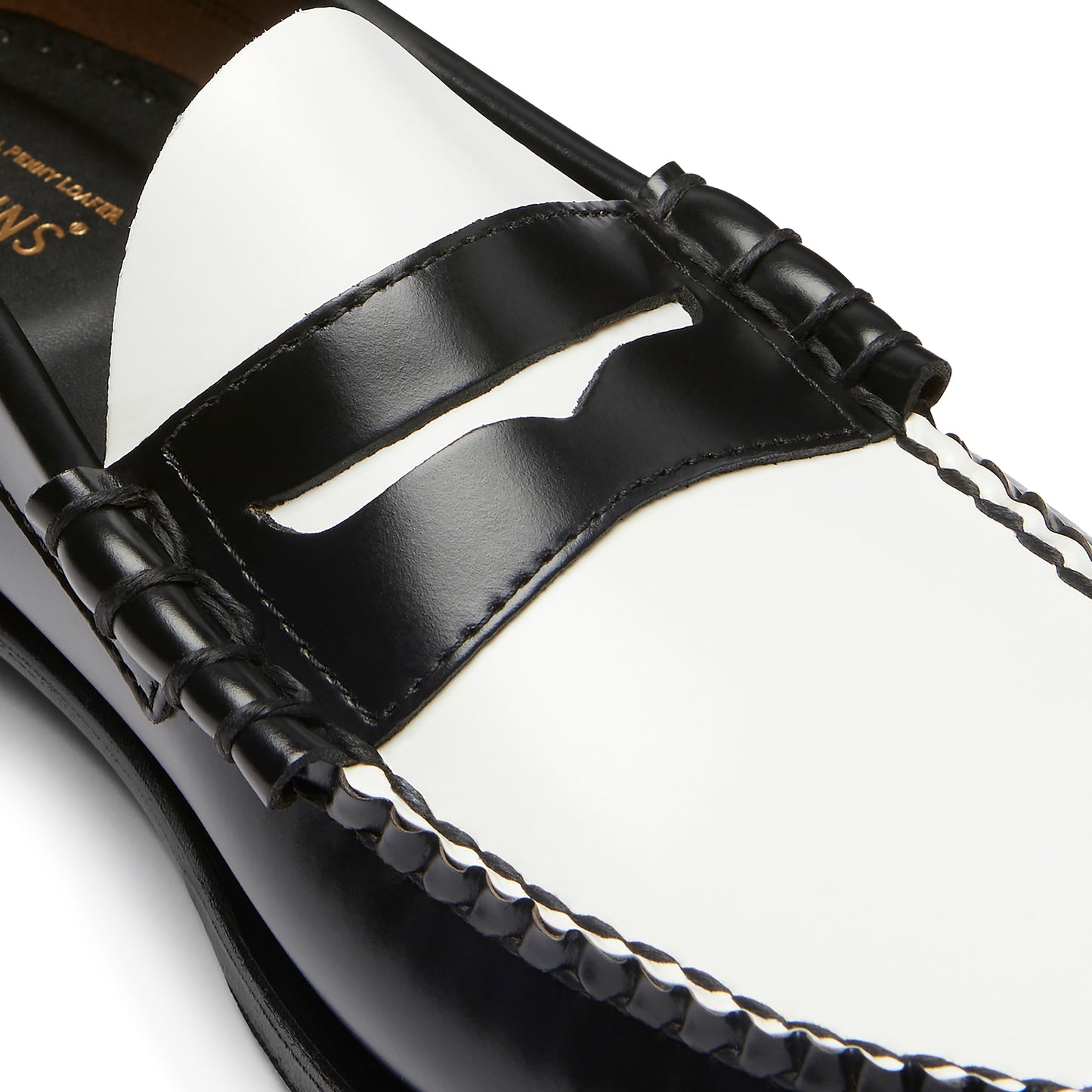G.H. Bass - Weejun Heritage Larson Moc - BLACK / WHITE LTHR / Sort||Hvid - Sko