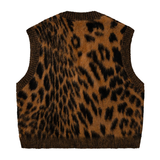 Aries - Brushed Leopard Vest - BROWN / Sort||Brun||Mønster - Strik