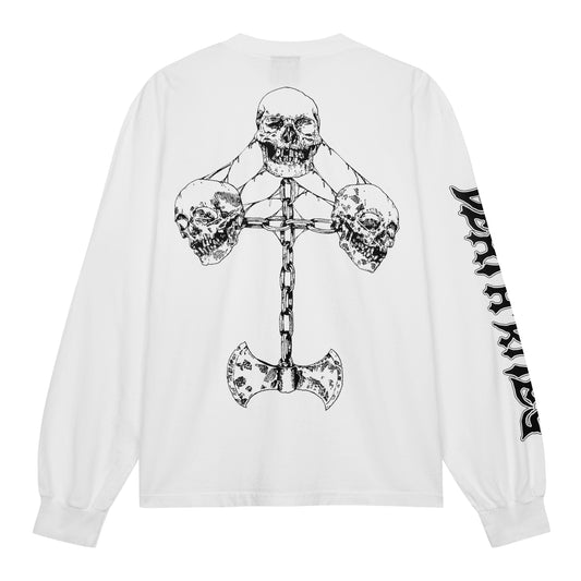 Death Rites - Axe Grinder LS T-Shirt - WHITE / Hvid - T-Shirts