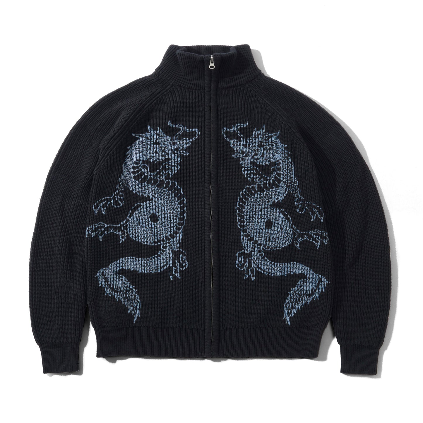 Butter Goods - Dragon Zip-Thru Knit Sweater - BLACK / Sort - Strik