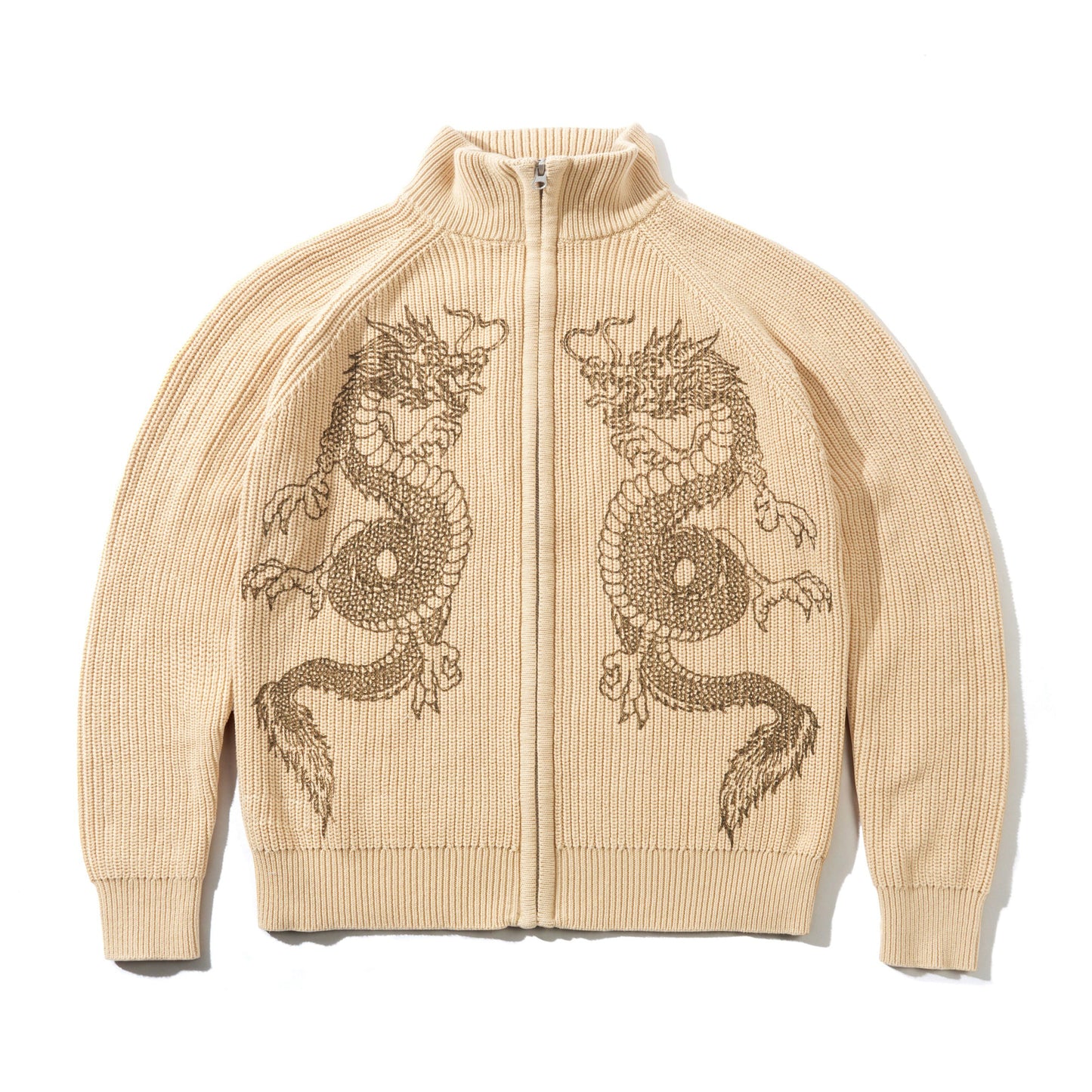 Butter Goods - Dragon Zip-Thru Knit Sweater - SAND / Beige - Strik