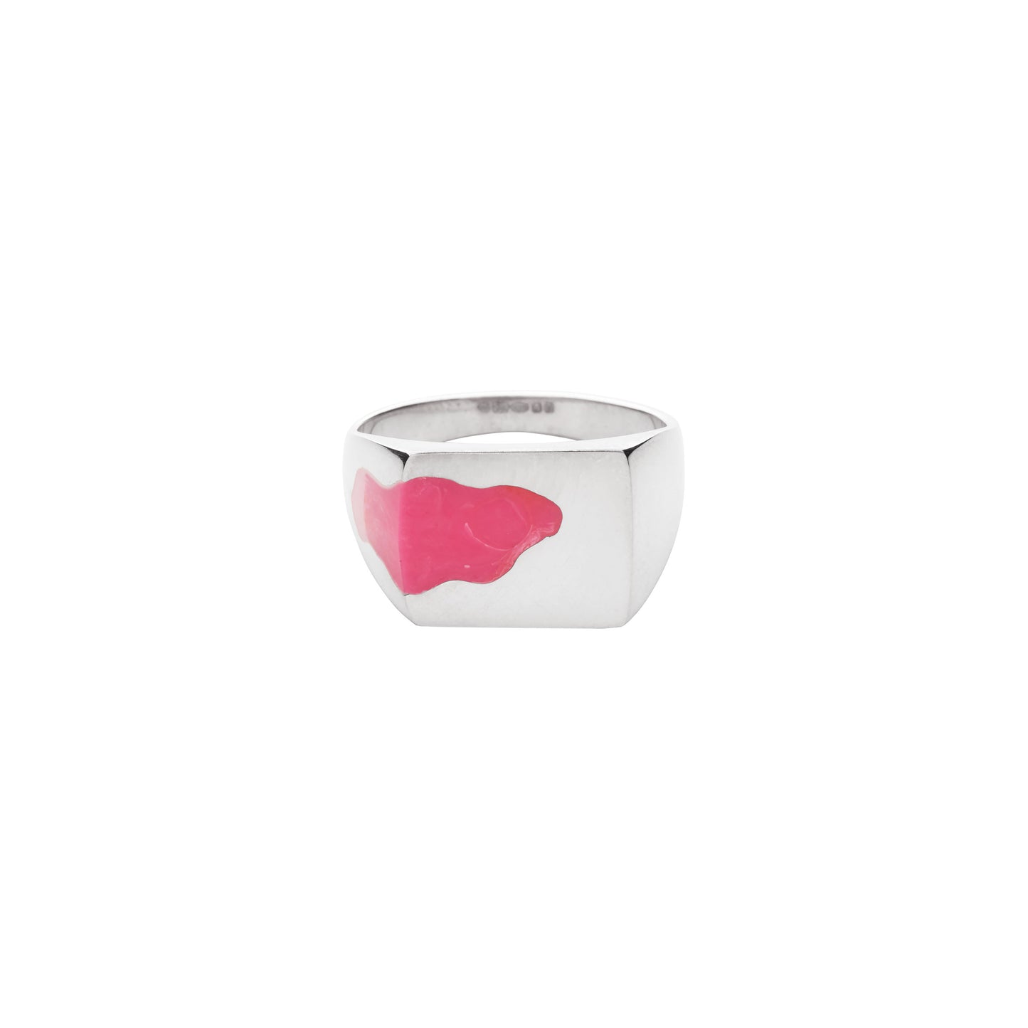 Ellie Mercer - One Piece Signet Ring - PINK / Sølv||Sort - Accessories