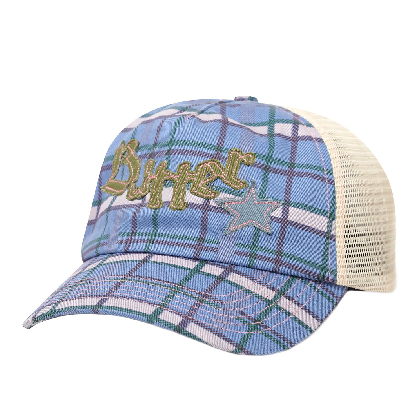 Butter Goods - Edge Trucker Cap - PLAID / Blå||Tern - Accessories
