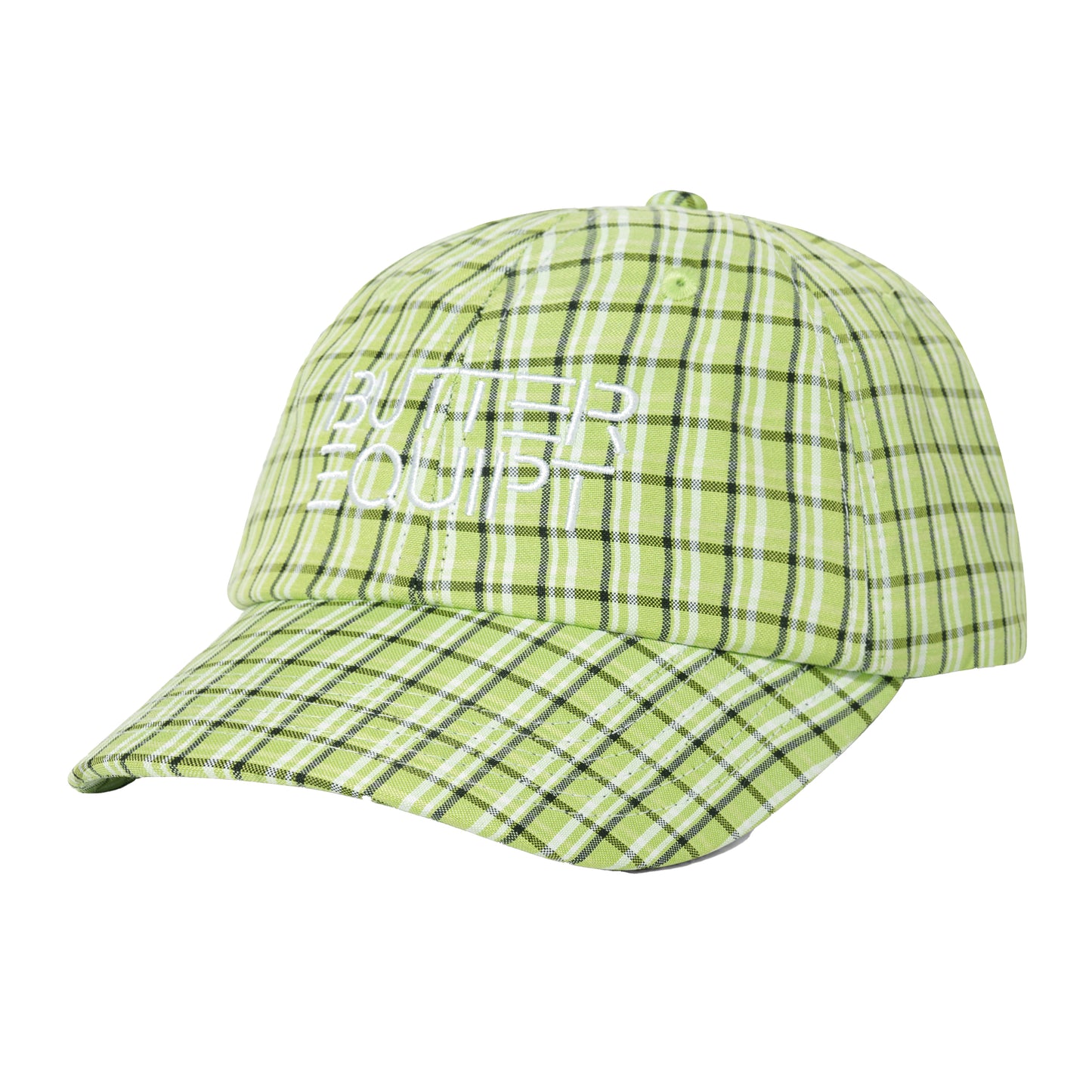 Butter Goods - Equipt Plaid 6 Panel Cap - LIME / BLACK / Grøn - Accessories