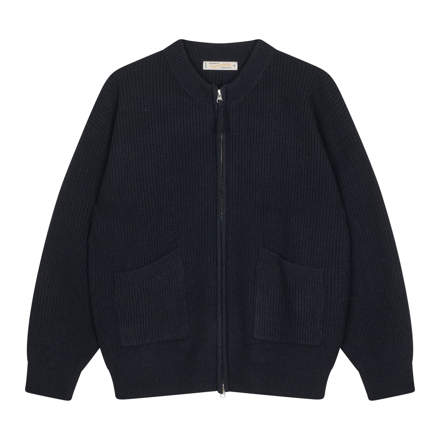 Frizmworks - Wool Deck Zipup Cardigan - NAVY / Blå - Strik