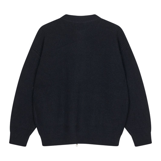 Frizmworks - Wool Deck Zipup Cardigan - NAVY / Blå - Strik