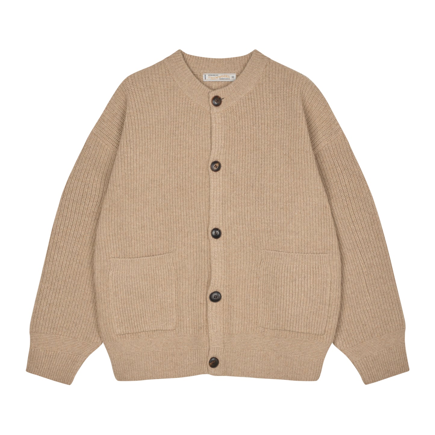 Frizmworks - Heavy Wool Round Cardigan - oatmeal - Herre > Strik