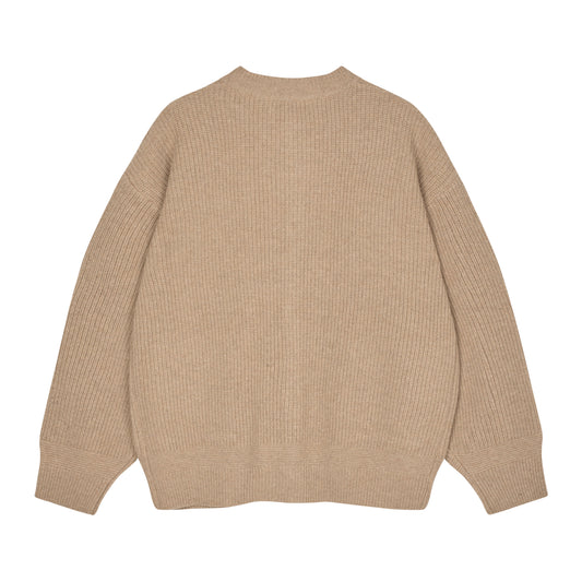 Frizmworks - Heavy Wool Round Cardigan - OATMEAL / Brun - Strik