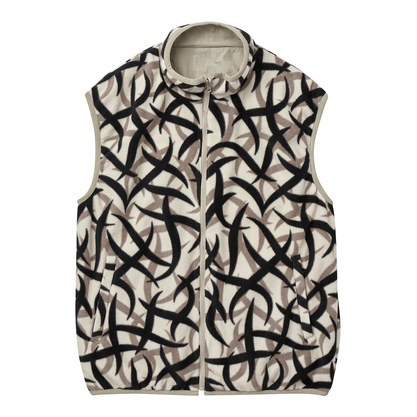 Gramicci - Reversible Fleece Vest - TRIBAL SNOW / Beige||Brun||Mønster - Jakker