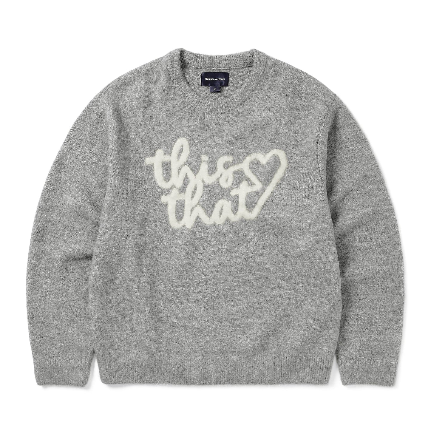 Thisisneverthat - Heart Logo Knit Sweater - HEATHER GREY / Grå - Strik