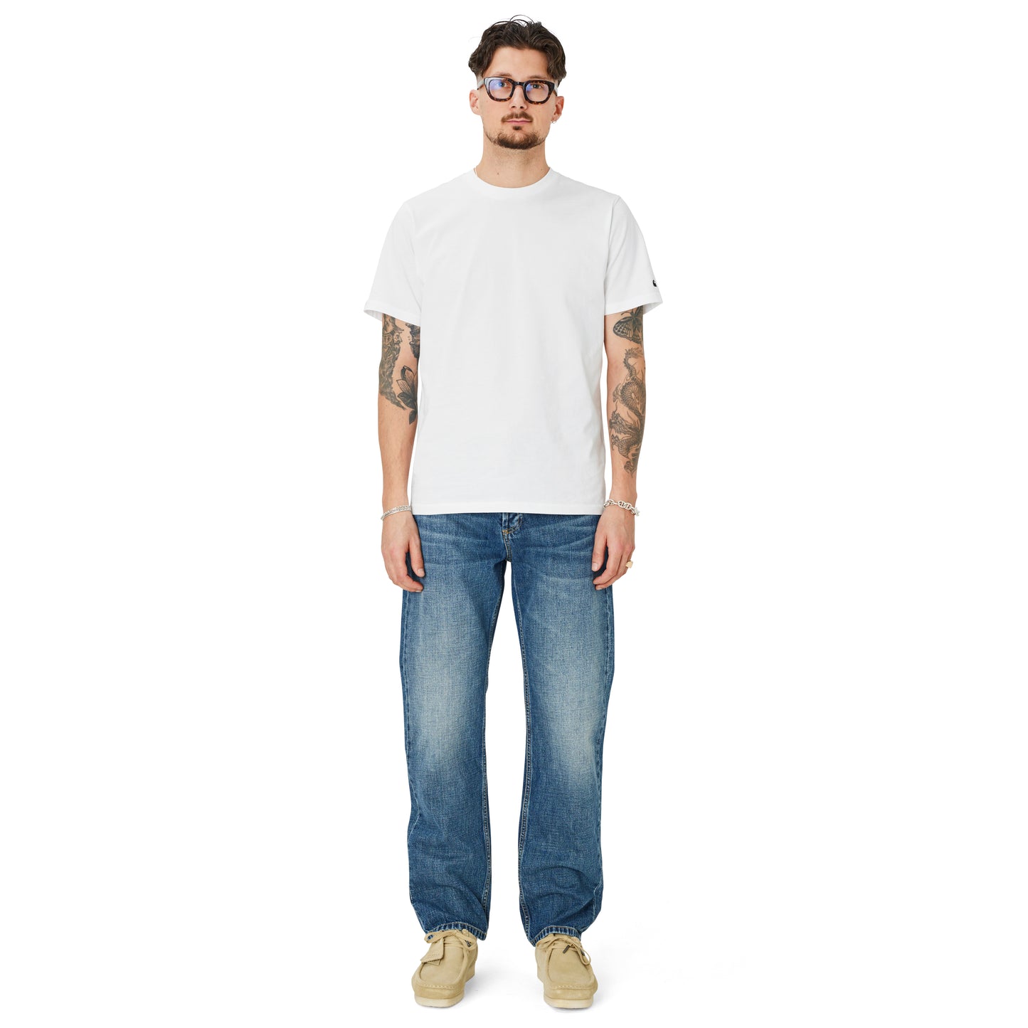 Carhartt WIP - Marlow Pant - BLUE DARK USED WASH / Blå - Bukser