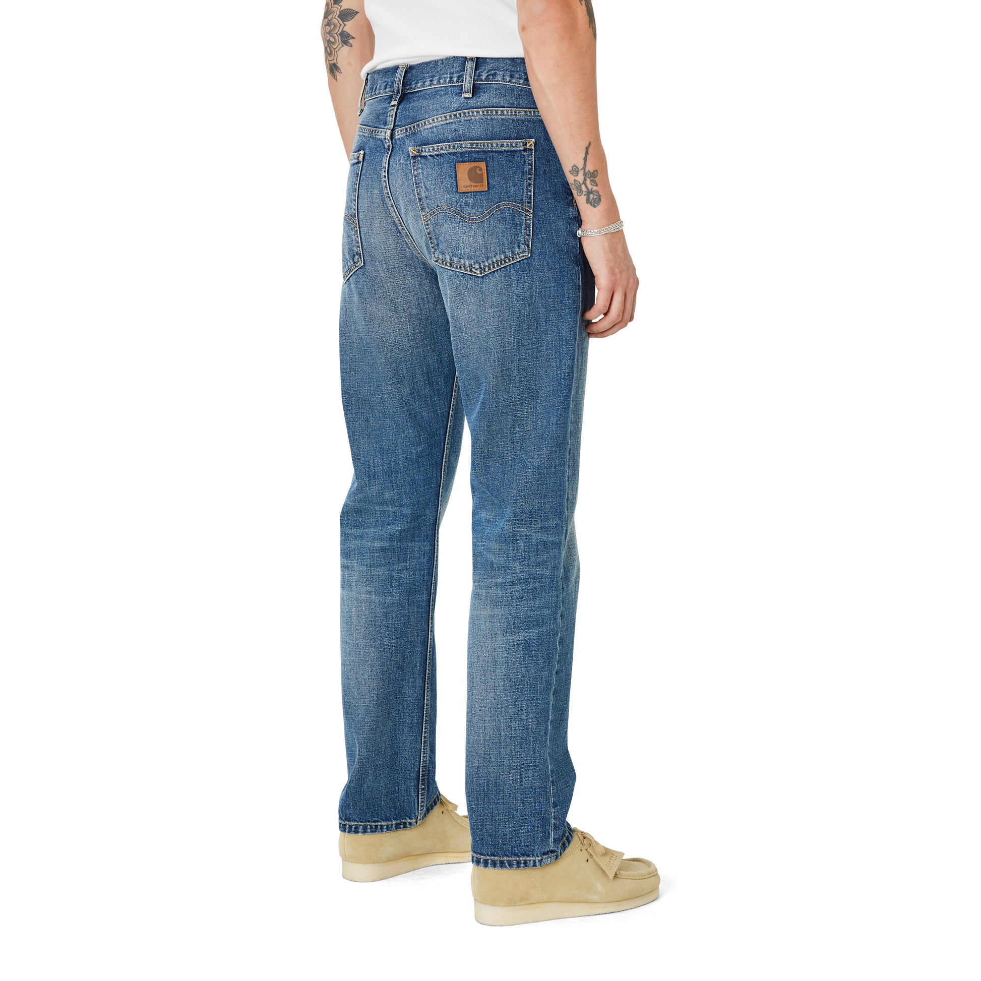 Carhartt WIP - Marlow Pant - BLUE DARK USED WASH / Blå - Bukser