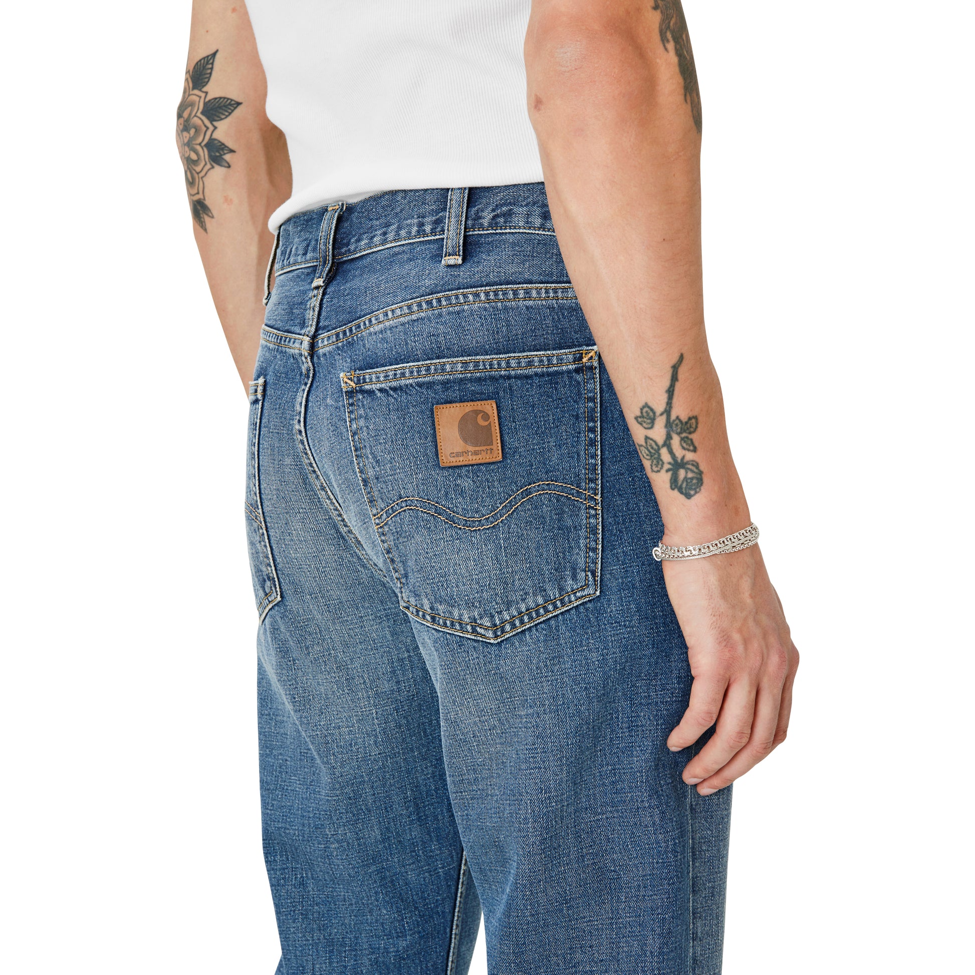 Carhartt WIP - Marlow Pant - BLUE DARK USED WASH / Blå - Bukser