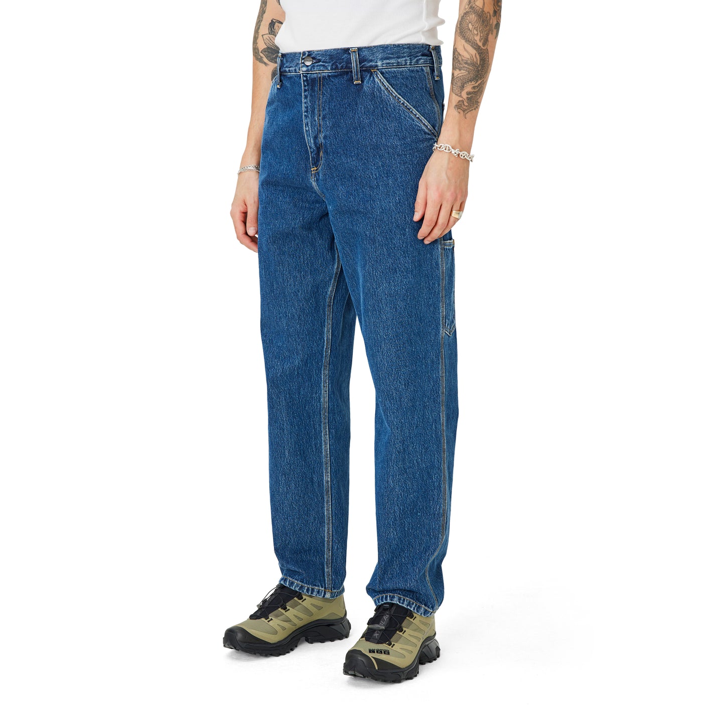 Carhartt WIP - Single Knee Pant Smith - BLUE STONE WASHED / Blå - Bukser