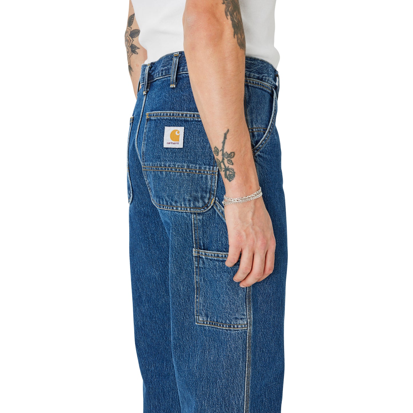 Carhartt WIP - Single Knee Pant Smith - BLUE STONE WASHED / Blå - Bukser