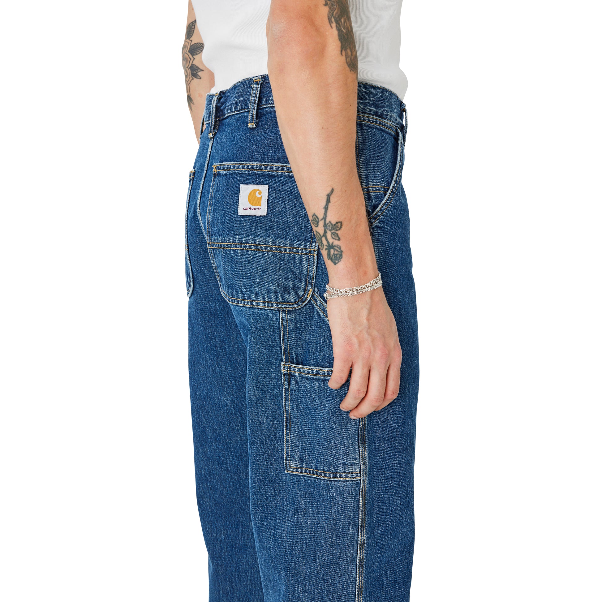 Carhartt WIP - Single Knee Pant Smith - BLUE STONE WASHED / Blå - Bukser