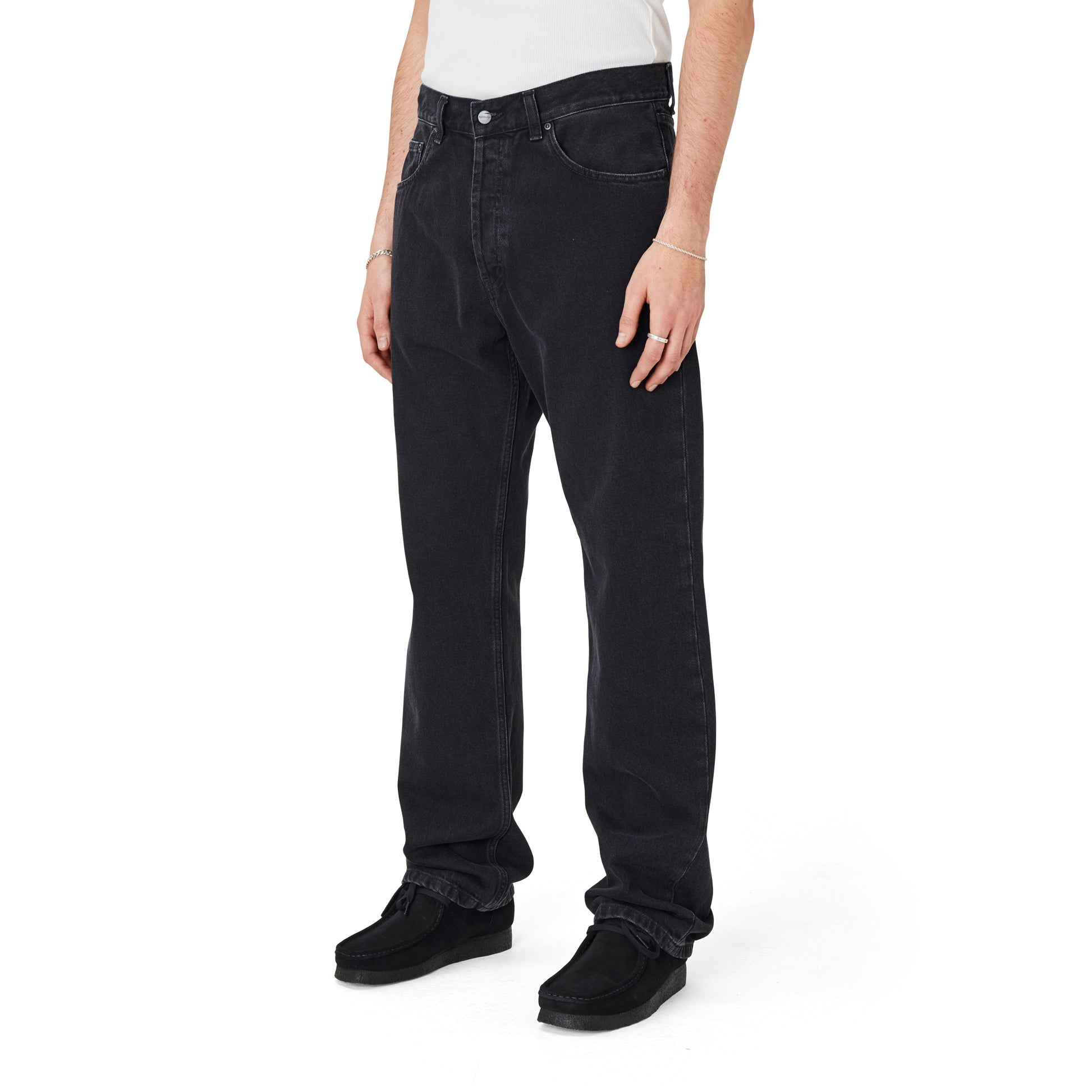 Carhartt WIP - Nolan Pant Marshfield - BLACK STONE WASHED / Sort - Bukser