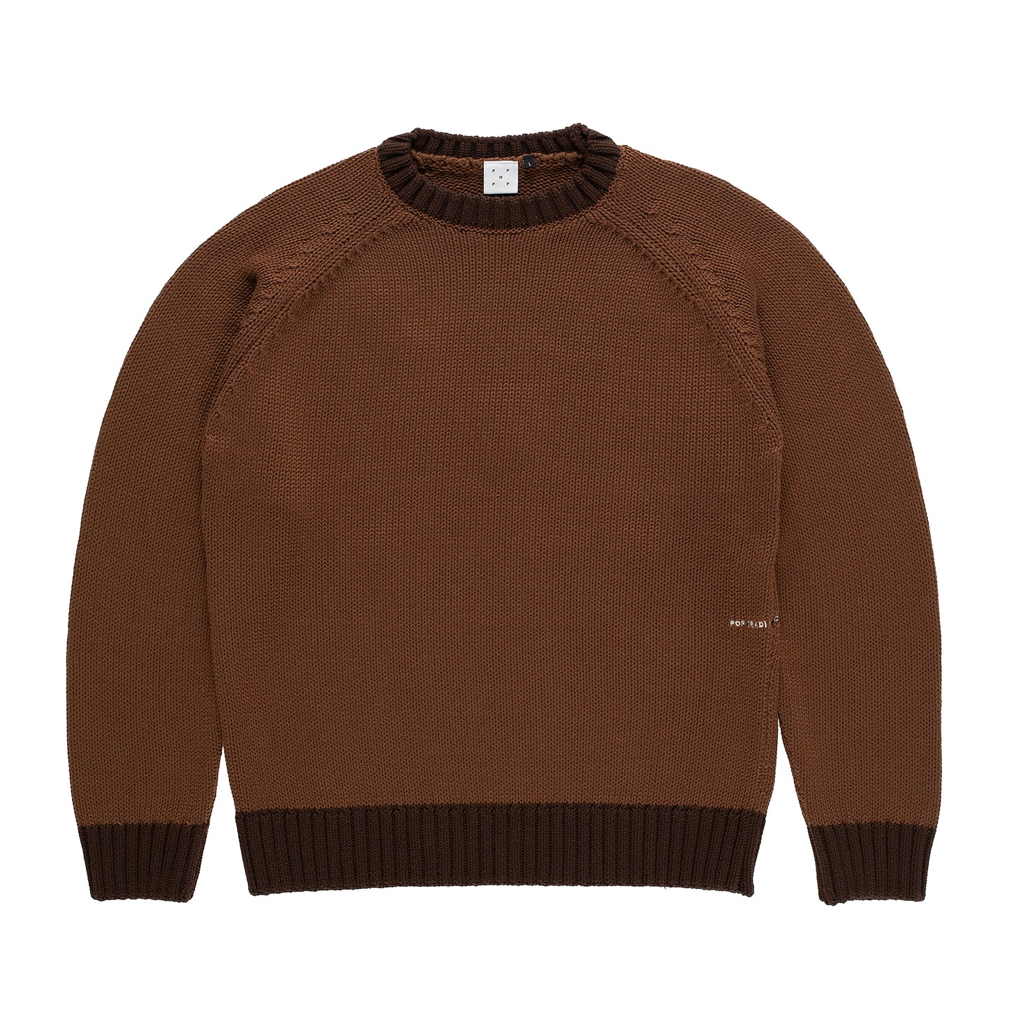Pop Trading Company - Knitted Logo Crewneck - BISON / Brun - Strik