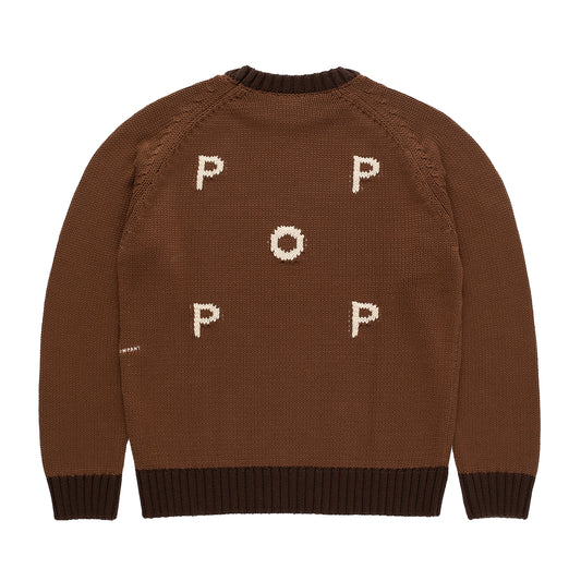 Pop Trading Company - Knitted Logo Crewneck - BISON / Brun - Strik