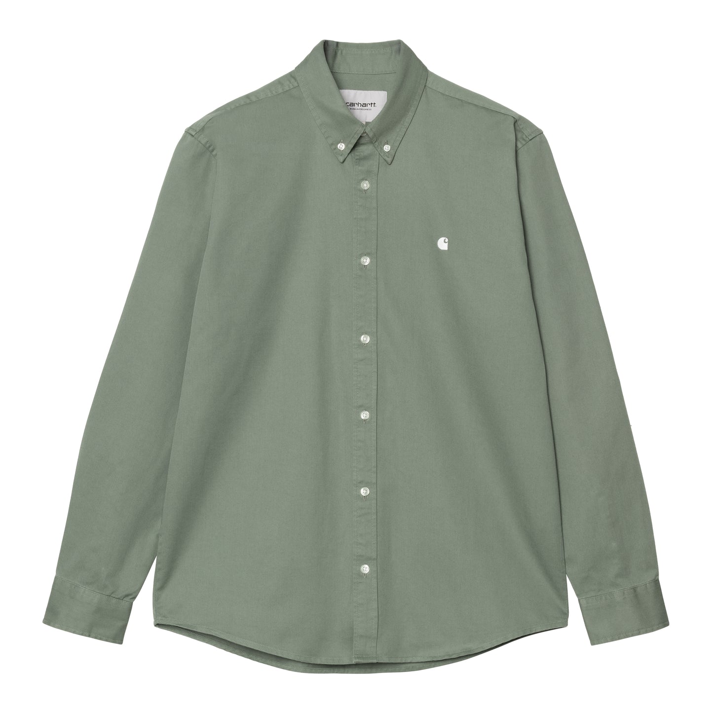 Carhartt WIP - L/S Madison Shirt - PARK / WHITE / Grøn - Skjorter